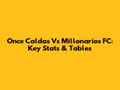 Once Caldas Vs Millonarios FC: Key Stats & Tables