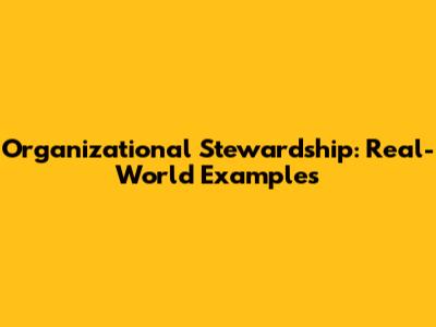 Organizational Stewardship: Real-World Examples