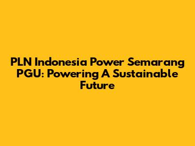 PLN Indonesia Power Semarang PGU: Powering A Sustainable Future