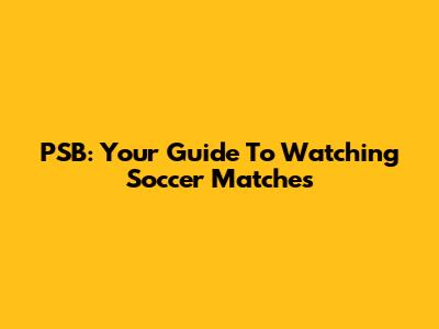 PSB: Your Guide To Watching Soccer Matches