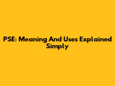PSE: Meaning And Uses Explained Simply