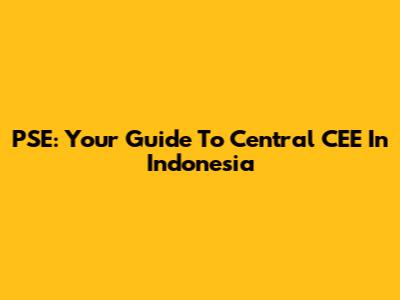 PSE: Your Guide To Central CEE In Indonesia