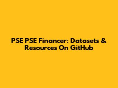PSE PSE Financer: Datasets & Resources On GitHub
