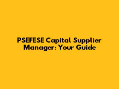 PSEFESE Capital Supplier Manager: Your Guide