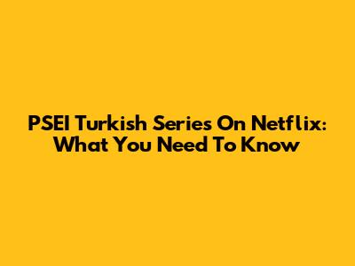 PSEI Turkish Series On Netflix: What You Need To Know