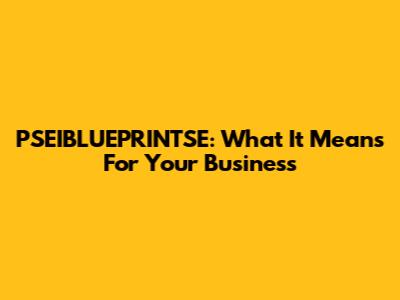 PSEIBLUEPRINTSE: What It Means For Your Business