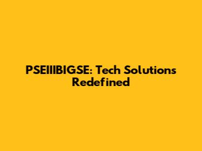 PSEIIIBIGSE: Tech Solutions Redefined