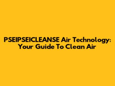PSEIPSEICLEANSE Air Technology: Your Guide To Clean Air