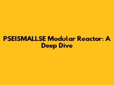 PSEISMALLSE Modular Reactor: A Deep Dive