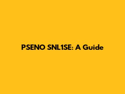 PSENO SNL1SE: A Guide