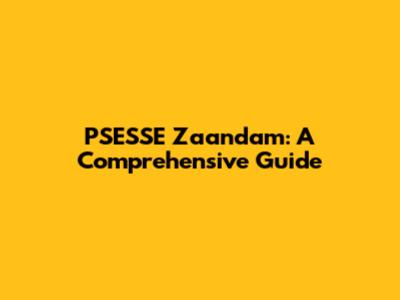 PSESSE Zaandam: A Comprehensive Guide