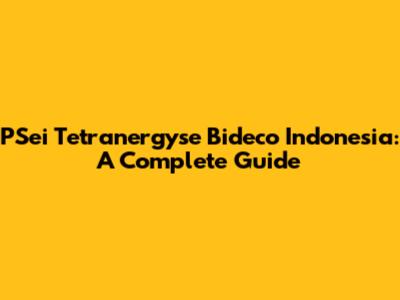 PSei Tetranergyse Bideco Indonesia: A Complete Guide