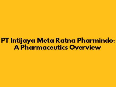 PT Intijaya Meta Ratna Pharmindo: A Pharmaceutics Overview
