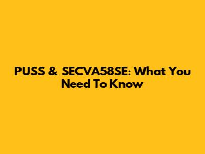 PUSS & SECVA58SE: What You Need To Know