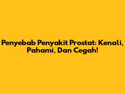 Penyebab Penyakit Prostat: Kenali, Pahami, Dan Cegah!