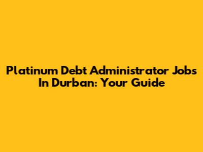 Platinum Debt Administrator Jobs In Durban: Your Guide