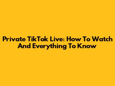 Private TikTok Live: How To Watch And Everything To Know