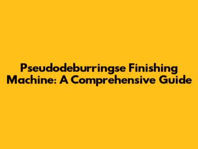Pseudodeburringse Finishing Machine: A Comprehensive Guide