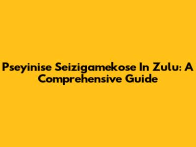 Pseyinise Seizigamekose In Zulu: A Comprehensive Guide