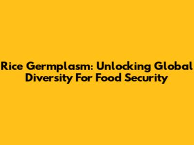 Rice Germplasm: Unlocking Global Diversity For Food Security