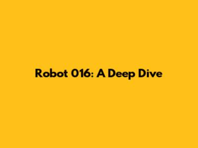 Robot 016: A Deep Dive
