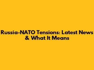 Russia-NATO Tensions: Latest News & What It Means