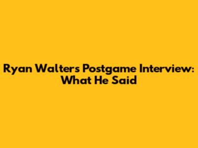 Ryan Walters' Postgame Interview: What He Said