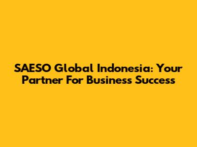 SAESO Global Indonesia: Your Partner For Business Success