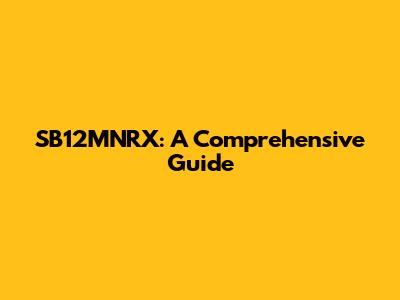 SB12MNRX: A Comprehensive Guide