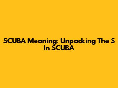 SCUBA Meaning: Unpacking The 'S' In SCUBA