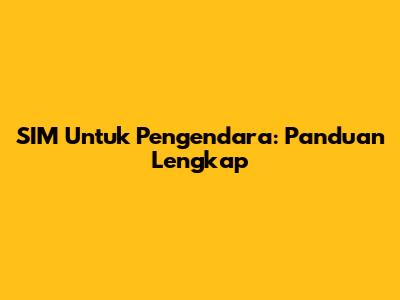SIM Untuk Pengendara: Panduan Lengkap