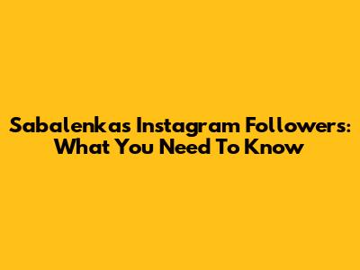 Sabalenka's Instagram Followers: What You Need To Know