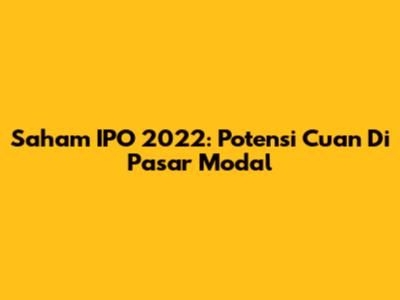 Saham IPO 2022: Potensi Cuan Di Pasar Modal