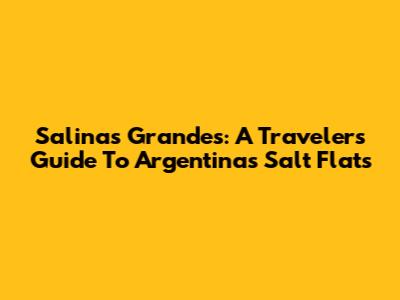 Salinas Grandes: A Traveler's Guide To Argentina's Salt Flats