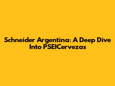 Schneider Argentina: A Deep Dive Into PSEICervezas