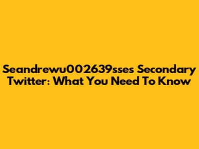 Seandrewu002639sse's Secondary Twitter: What You Need To Know
