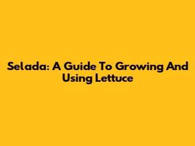 Selada: A Guide To Growing And Using Lettuce