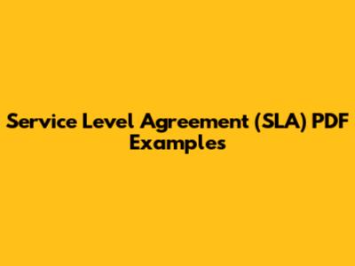 Service Level Agreement (SLA) PDF Examples