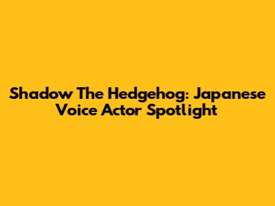 Shadow The Hedgehog: Japanese Voice Actor Spotlight