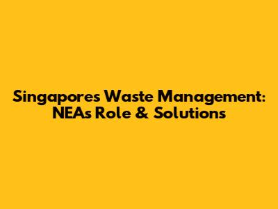 Singapore's Waste Management: NEA's Role & Solutions
