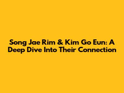 Song Jae Rim & Kim Go Eun: A Deep Dive Into Their Connection