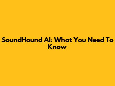 SoundHound AI: What You Need To Know