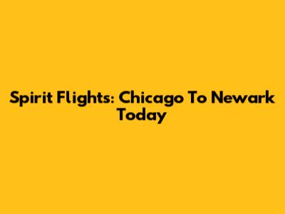 Spirit Flights: Chicago To Newark Today