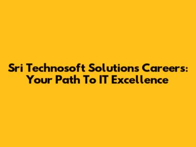 Sri Technosoft Solutions Careers: Your Path To IT Excellence