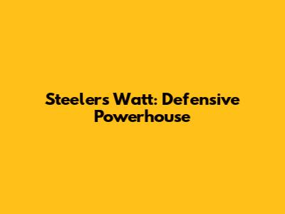 Steelers' Watt: Defensive Powerhouse