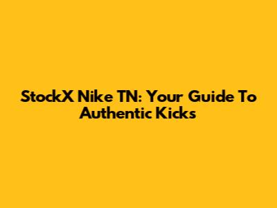 StockX Nike TN: Your Guide To Authentic Kicks