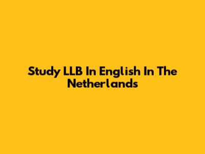 Study LLB In English In The Netherlands