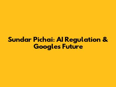 Sundar Pichai: AI Regulation & Google's Future