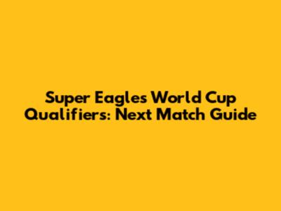 Super Eagles World Cup Qualifiers: Next Match Guide
