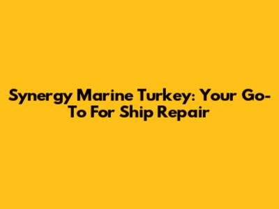 Synergy Marine Turkey: Your Go-To For Ship Repair